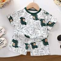 Combinaisons d'été pour enfants à motifs de dessins animés, à manches courtes, adaptées aux garçons et aux filles, respirantes et confortables