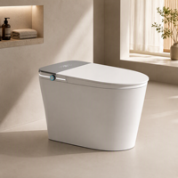 Toilette intelligente avec bidet intégré, siège chauffant, télécommande, chasse d'eau automatique et auto-nettoyage