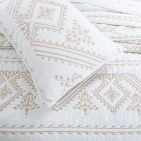 Ensemble de literie de luxe en coton lavé réversible brodé pour lit king-size, blanc, 3 pièces, pour toutes les saisons, 300 fils