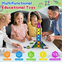 2025년 트렌드 50개입 틴케이스 자석 블록 휴대용 자석 타일 장난감 여행 세트 3.75CM 미니 자석 타일 (어린이용)
