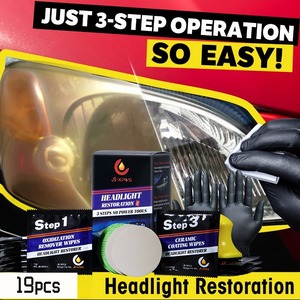 Kit de Restauration de Phares de <span class=keywords><strong>Voiture</strong></span>, <span class=keywords><strong>Nettoyant</strong></span> pour Phares avec Agent de Nettoyage, Élimine le Jaunissement, l'Oxydation, les Rayures, Réparation, Ensemble de 10 ou 19 Pièces - Product Image 5