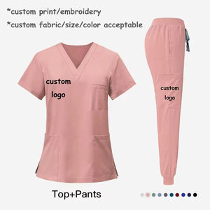 Seragam Medis Wanita OEM Grosir Logo Kustom, Bahan Stretch, Set Jaket Scrub Perawat Modis untuk Wanita - Product Image 5