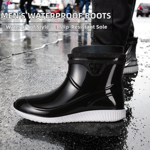 Unisex <b>Winter</b> Fashionable Rain <b>Boots</b> Short-Tube Waterproof Chef <b>Work</b> Shoes PVC Upper Mesh EVA Thickened Non-Slip Breathable - Product Image 2