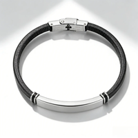 Bracelet d'identité en acier inoxydable argenté de mode en gros, chaîne cubaine avec gravure de nom personnalisée pour hommes et femmes, affaires