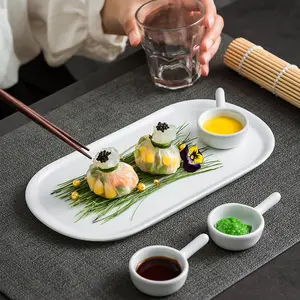 세라믹 접시 소스 접시 세트 파티 해산물 디저트 흰색 직사각형 트레이 도자기 서빙 플래터