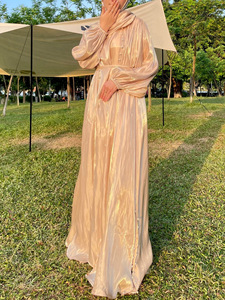 ชุดอาบายะห์ผ้าซาตินจีบหรูหราประดับลูกปัดสำหรับผู้หญิงมุสลิม ออกแบบตามสั่ง สำหรับงานอีดและงานปาร์ตี้ - Product Image 2