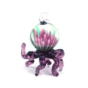 Custom Handmade Murano Lampwork Hanging Glass Flower Octopus Jellyfish Ornament