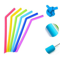 Pailles en silicone réutilisables, flexibles et longues, multicolores, extra courtes et fines.