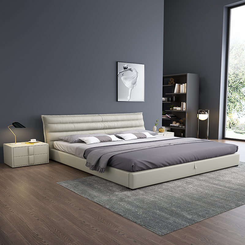 Leather Bed Modern Simple Apartment Luxury
