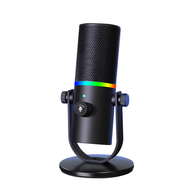 RGB Lighting OU410 Studio Microphone Vocal Noise Reduction Mic with One Key Mute Type-C Microphone