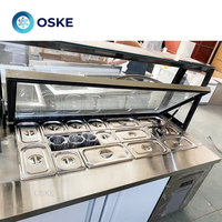 Table à fentes en acier inoxydable à température unique pour le stockage de salades fraîches, bar à salades et sandwichs refroidi par air avec réfrigérateur