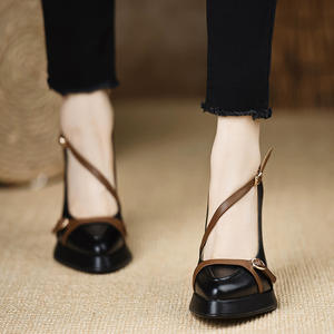 รองเท้าเจ้าสาวแบบสวมสไตล์แมรี่เจนส์สำหรับผู้หญิง ยี่ห้อฝรั่งเศส ส้นบล็อก หนังแท้ ป้องกันการลื่น แฟชั่นทันสมัย สำหรับฤดูร้อนและฤดูใบไม้ร่วง - Product Image 5