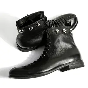 China Manufacture Genuine Leather Formal Boots For Men Black Boots