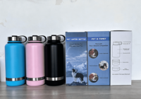Bouteille d'eau portable pour chien et chat de 32 oz, bols en acier inoxydable, bouteille d'hydratation pour animaux de compagnie isolée pour les voyages, avec couvercle anti-fuite