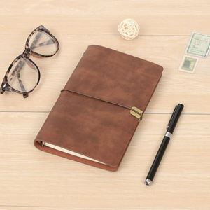 Vintage Strap Notebook A6 Notepad Soft Loose-<b>leaf</b> Copy Imitation Leather Diary Blank Kraft Paper Ledger - Product Image 3