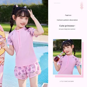 Cartoon Unicorn Split <strong>Swimsuit</strong> for <strong>Girls</strong> 2-6 Years Polyester Material Comfortable Neck Hemmed Student Training <strong>Swimsuit</strong> - Product Image 3