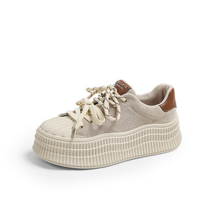 Zapatillas de Plataforma con Suela Gruesa de Cuero Genuino y Gamuza, Suela de Goma, para Mujer, Primavera-Otoño 2025, Populares y Modernas - Product Image 5