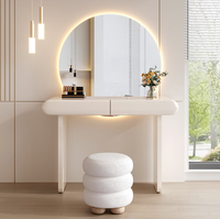 YIFAN Coiffeuse moderne durable avec miroir LED sur pied, meuble mural blanc brillant