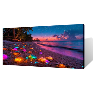 Impresiones de Arte Abstracto Art Déco Costero, Lienzo con Piedras de Playa Multicolores, Decoraciones Cuadradas para Pared, Interiores Modernos, Arte para Colgar de B&C - Product Image 1