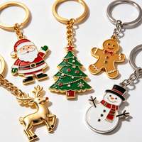 Porte-clés de Noël vintage en alliage de zinc de haute qualité, motif dessin animé, logo personnalisé, émail léger, pour cadeaux de fin d'année et accessoires de vente au détail