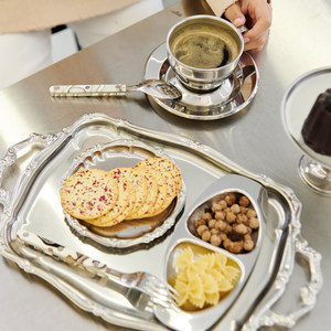 Plateau en acier inoxydable <span class=keywords><strong>Motta</strong></span> importé d'Italie, style européen vintage, relief argenté - Product Image 1