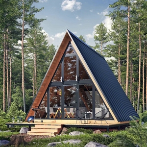 Maison modulaire de luxe pour <span class=keywords><strong>les</strong></span> vacances, maison préfabriquée en verre triangulaire/maison en bois - Product Image 3