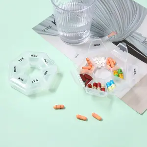 Boîte à médicaments portable 7 plastique de haute qualité pour médicaments, boîte de rangement en plastique à 7 compartiments