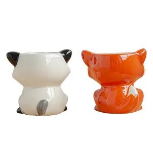 Sampel Gratis Pot Bunga Tanaman Keramik Mini Bulat Pabrik Pot Bunga Keramik Biru 4 Inci