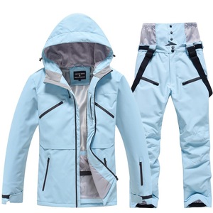 Trajes de esquí transpirables de dos piezas personalizados, pantalones <span class=keywords><strong>con</strong></span> <span class=keywords><strong>tirantes</strong></span> a prueba de viento y chaqueta de Snowboard para hombres y mujeres, pantalones <span class=keywords><strong>con</strong></span> pechera de esquí de talla grande - Product Image 1