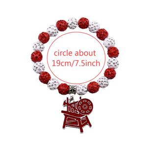 Wholesale Fancy Red and <strong>White</strong> Crystal Ball Beaded HEROINES of JERICHO Charm Making Masonic HOJ Lady Jewelry Elastic <strong>Bracelet</strong> - Product Image 2