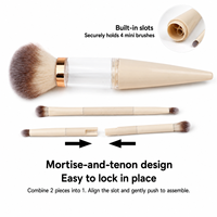 En stock, directement de l'usine : Ensemble de 5 pinceaux de maquillage portables pour le visage, synthétiques, véganes, pour poudre et fard à paupières, idéal pour les voyages, vente en gros
