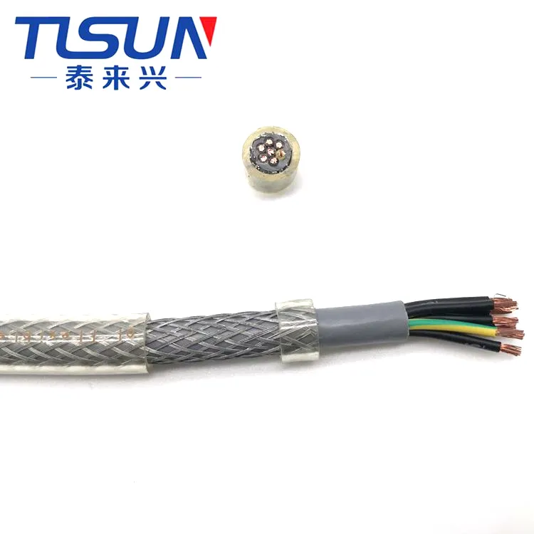 CE Certified Steel Wire Braided Shielded Cable SY 7 Core Transparent Double Sheathed Cable