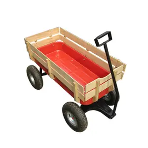 Outdoor Crate Wagon Wooden Toy Pull Cart Tools For Children With Canvas Cover