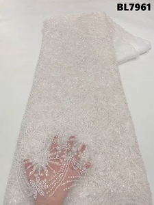 <span class=keywords><strong>Abito</strong></span> in Pizzo Francese di Lusso di Alta Qualità per Matrimoni Splendido Tessuto in Rete con Paillettes Nere Ricamate e Perline per Spose - Product Image 3