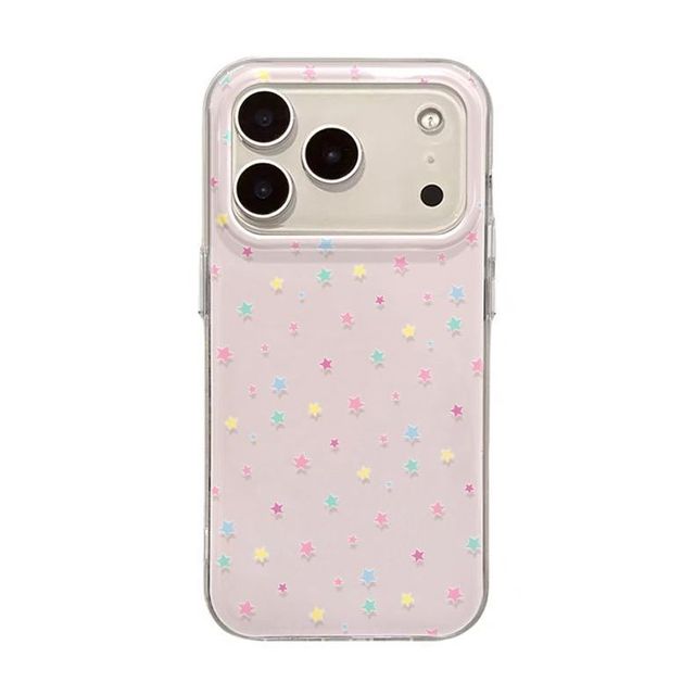 INS Style Cute Macaron Colorful Star Clear Phone Case Sweet Stylish Transparent Cover for iPhone 17 Pro Max