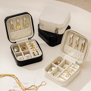 Luxueuse Boîte à Bijoux de Voyage en Similicuir PU Portable Simple, Organisateur de Rangement Promotionnel pour Boucles d'Oreilles et Clous d'Oreilles - Product Image 2