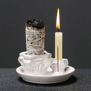 Columna romana Palo Santo Palos Titular Blanco Salvia Quemador Portavelas Exquisito Quemador de incienso multifuncional para purificador de yoga - Product Image 1