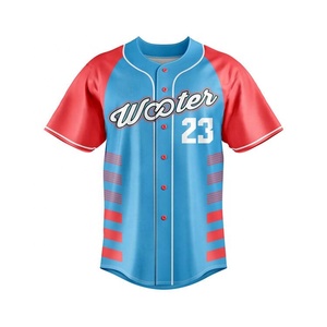 PIHA SPORTS ชุดทีมชาย เสื้อเบสบอลปักลาย โพลีเอสเตอร์ เสื้อยืดกีฬาแขนสั้นลำลอง กระดุมลายทาง คอวี - Product Image 5