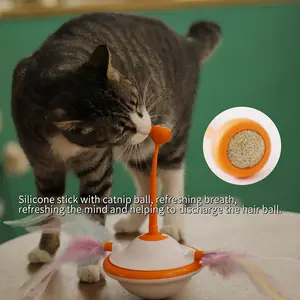 New 4 In 1 Interesting Pet Toy Cat Interactive Rotating Feather Toy With Catnip Stick