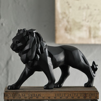Figurine de lion en polyrésine créative nordique, statue animale argentée, décoration géométrique pour la maison, le salon, l'entrée, cadeau de déménagement