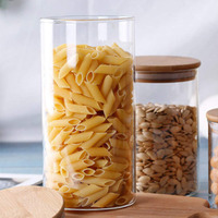 Toples kaca penyimpanan dapur kaca borosilikat tinggi toples kaca untuk makanan mie permen botol penyimpan bumbu toples dengan tutup bambu