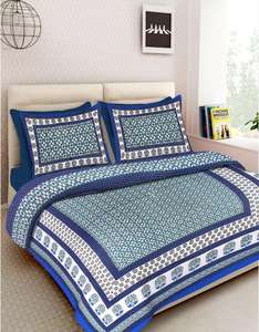 ผ้าปูที่นอนลายพิมพ์บล็อกด้วยมือ ดีไซน์หรูหรา ลายบากรูอินเดีย ผ้าฝ้ายแท้ 100% สีธรรมชาติ ดีไซน์ยอดนิยม - Product Image 3