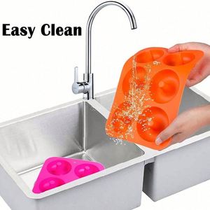 แม่พิมพ์โดนัท 6 หลุม แบบทำเอง เป็นมิตรกับสิ่งแวดล้อม วัสดุซิลิโคนเกรดอาหาร ปลอดสารพิษ ใช้กับเครื่องล้างจานและเตาอบได้ - Product Image 6