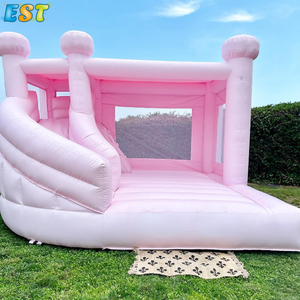 Trẻ Em Bên Đôi Trượt Đám Cưới Trắng Nhà Bị Trả Lại Nhảy Lâu Đài Bouncy Với Trượt Thương Mại Moonwalk Nhảy Bóng Pit Hồ Bơi - Product Image 5