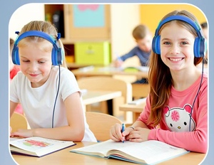 Auriculares ajustables con cable sobre la oreja, con micrófono, sonido estéreo, color azul, para uso con teléfono móvil, control de botones, ajuste de volumen - Product Image 6