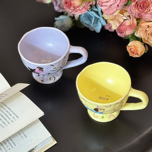 Taza de <span class=keywords><strong>café</strong></span> de cerámica bonita para niños al por mayor pintada a mano para niños niñas para el desayuno en casa agua cerveza té viaje-Nuevo diseño tazas - Product Image 5