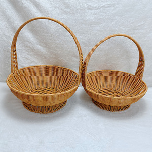 Panier tissé en rotin avec poignée 30x13cm 27x11cm pour fruits, épicerie, pique-nique, rangement alimentaire, panier en osier en forme de bol - Product Image 1