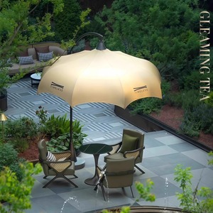 Parasol d'extérieur grand format pour cour, café, restaurant, auvent arqué en forme de pastèque, imperméable et anti-UV - Product Image 4
