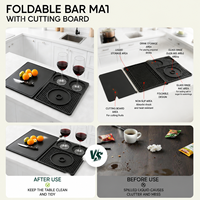 Tapis de bar 4-en-1, accessoires de bar pour la maison, tapis à cocktails multifonctionnel pour comptoir avec planche à découper pour le barman, tapis de bar pour la maison