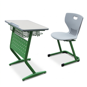 High Quality Modern Design Single Student Desk and <b>Chair</b> Classroom Colorful Wooden Furniture With Hooks for Children PT-105B Sch - Product Image 4